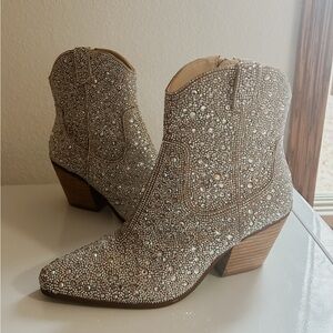 Betsey Johnson Women's Emory Rhinestone Western Boots